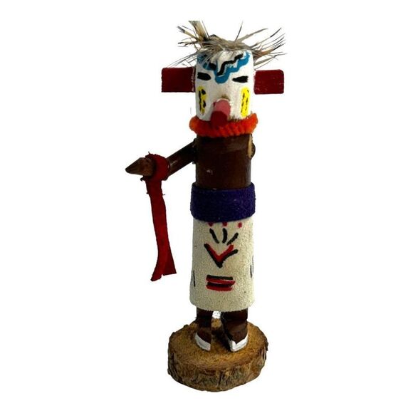 Hand-Painted Kachina Dolls Set Lot of 2 1- Signed R Grey Native Wood Figures SEE - Picture 4 of 16